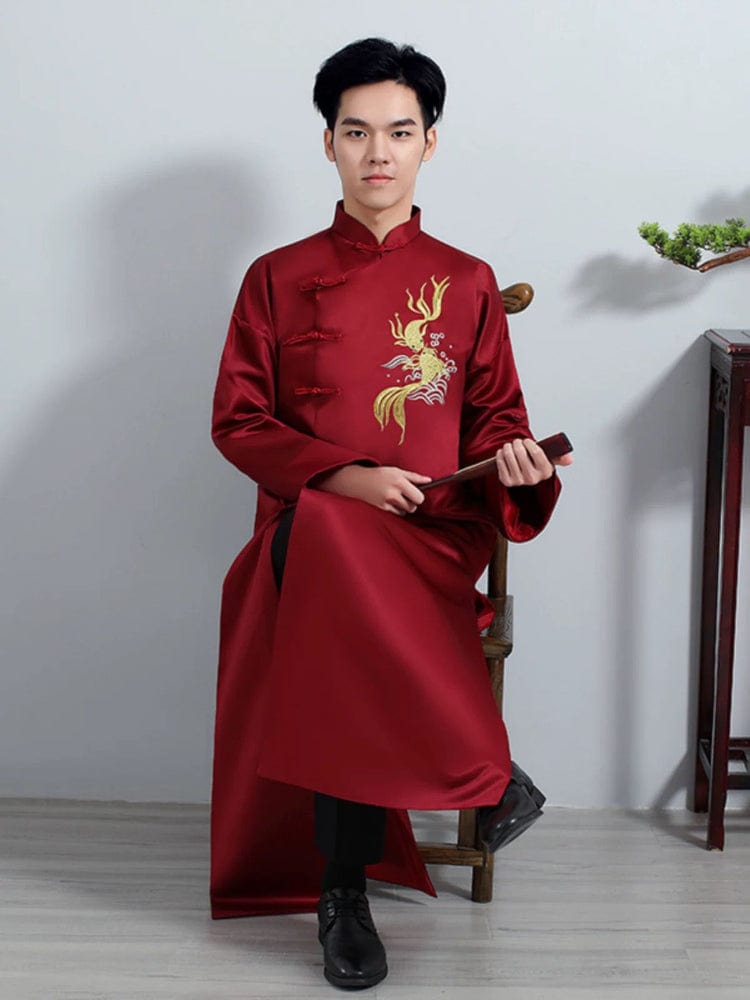 Wine red Tang suit, Crosstalk Tang suit robe, beige Tang suit – Beth ...