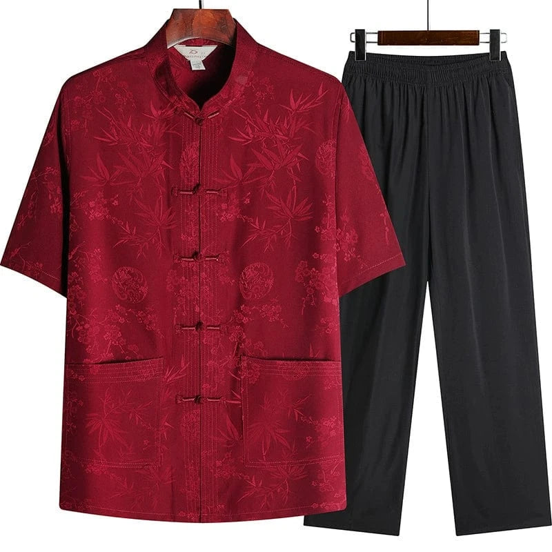 Beth and Brian Qipao-GZL Chinese Men Floral pattern Tang Suit Jacket set