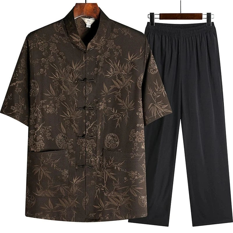 Beth and Brian Qipao-GZL Chinese Men Floral pattern Tang Suit Jacket set