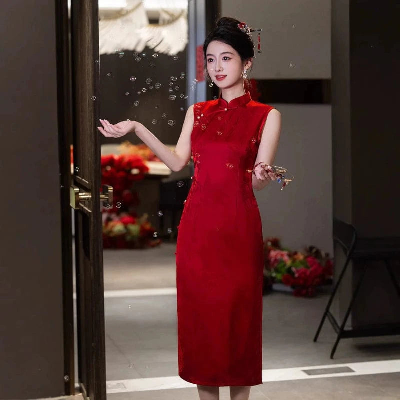 Beth and Brian Qipao-FRY New Chinese style(新中式), sleeveless midi Cheongsam