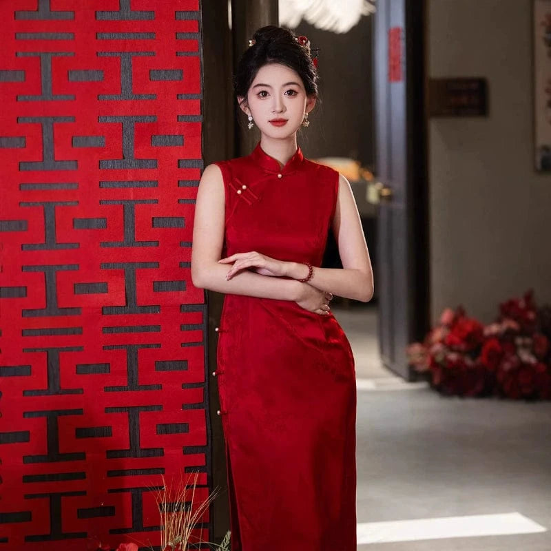 Beth and Brian Qipao-FRY New Chinese style(新中式), sleeveless midi Cheongsam