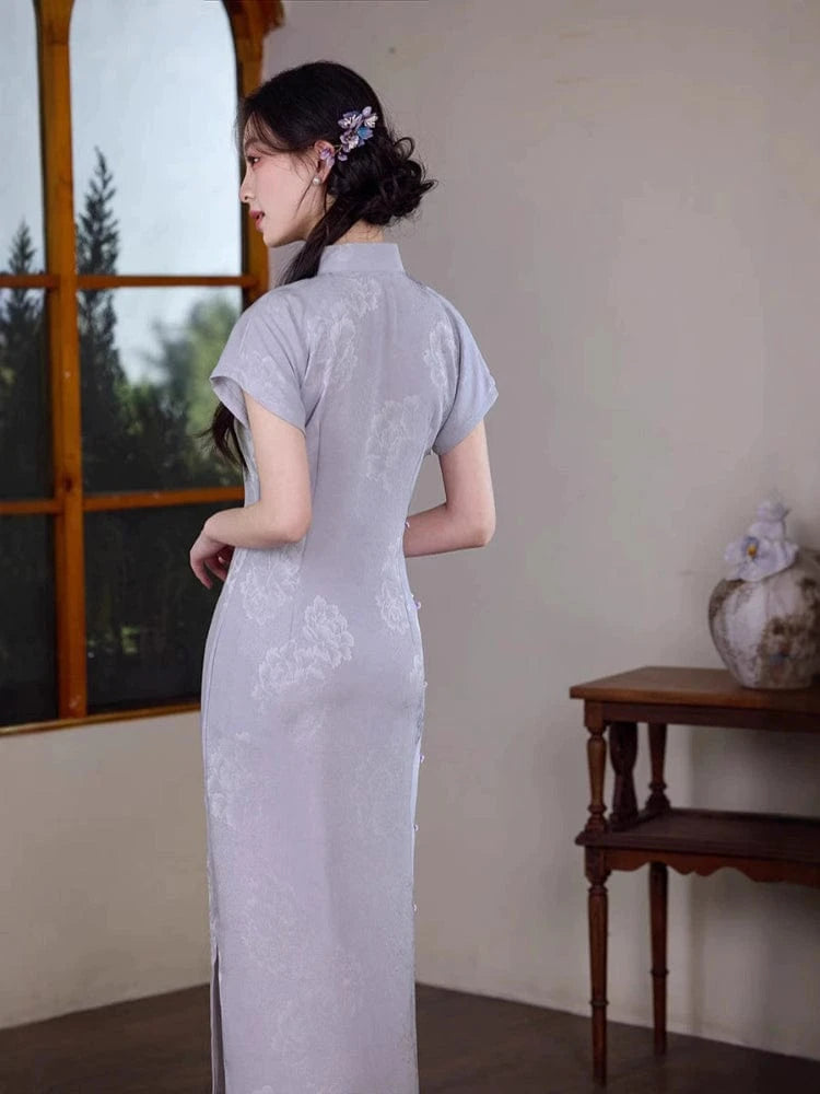 Beth and Brian Qipao-XWC Floral pattern, jacquard long Cheongsam
