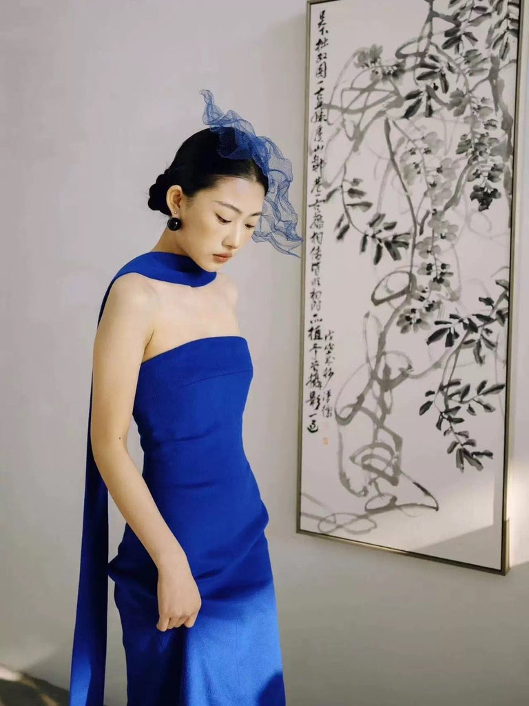 Beth and Brian Qipao-MY New Chinese style, Tube top long Cheongsam