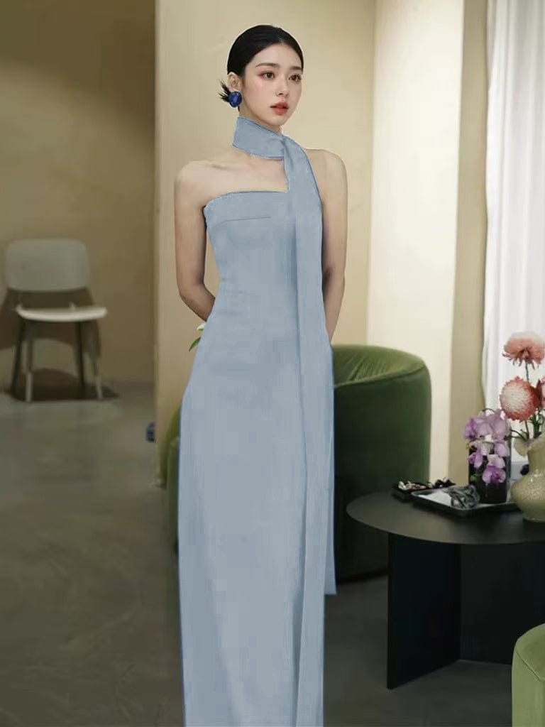 Beth and Brian Qipao-MY New Chinese style, Tube top long Cheongsam