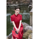 Beth and Brian Qipao-HY Plus size, bamboo leaf pattern, jacquard satin long Cheongsam