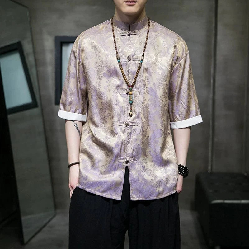 Beth and Brian Qipao-TS Paisley pattern, Chinese Tang Suit Shirt