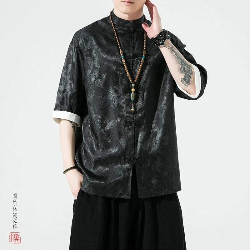 Beth and Brian Qipao-TS Paisley pattern, Chinese Tang Suit Shirt