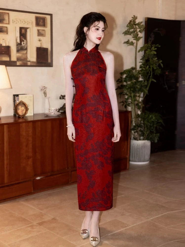Beth and Brian Qipao-MYJ New Chinese style(新中式), sleeveless long Cheongsam
