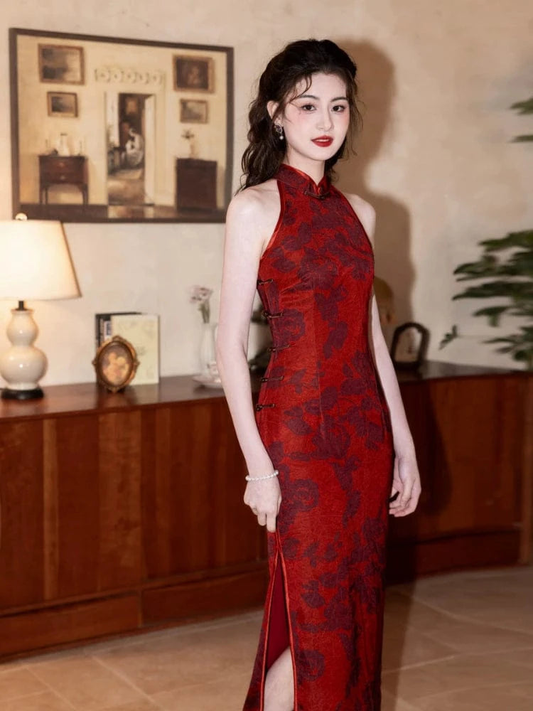 Beth and Brian Qipao-MYJ New Chinese style(新中式), sleeveless long Cheongsam