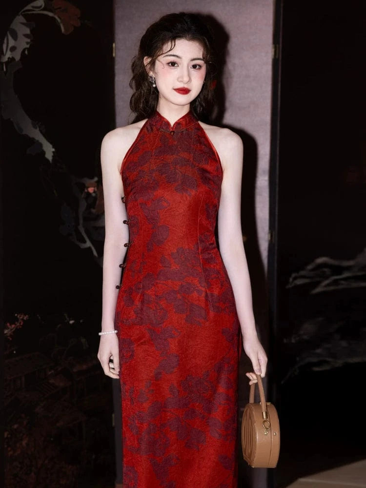 Beth and Brian Qipao-MYJ New Chinese style(新中式), sleeveless long Cheongsam