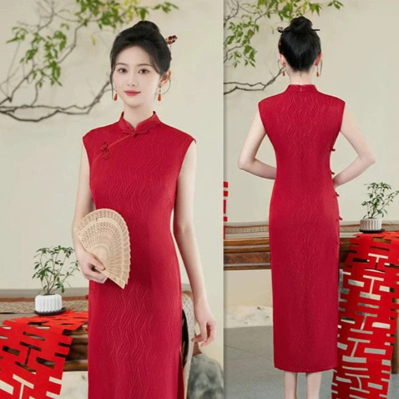 Beth and Brian Qipao-SYK New Chinese style (新中式), satin fabric, wedding midi Cheongsam