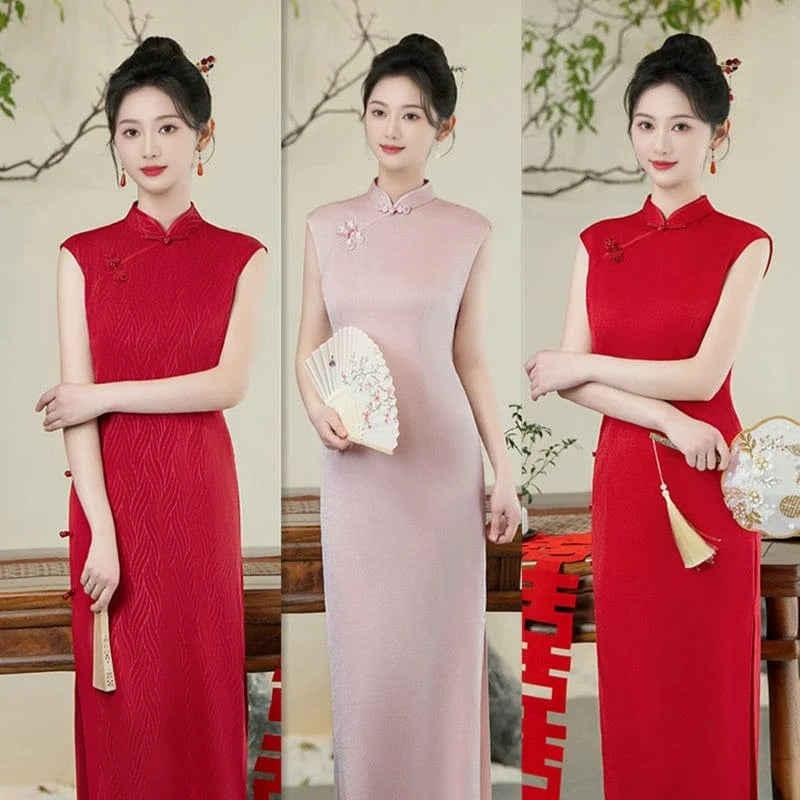Beth and Brian Qipao-SYK New Chinese style (新中式), satin fabric, wedding midi Cheongsam