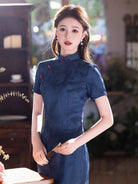 Beth and Brian Qipao - JN Butterfly pattern, blue midi Cheongsam