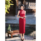 Beth and Brian Qipao-HY Floral pattern, jacquard satin midi Cheongsam