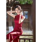 Beth and Brian Qipao-HY Floral pattern, jacquard satin midi Cheongsam