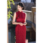 Beth and Brian Qipao-HY Floral pattern, jacquard satin midi Cheongsam