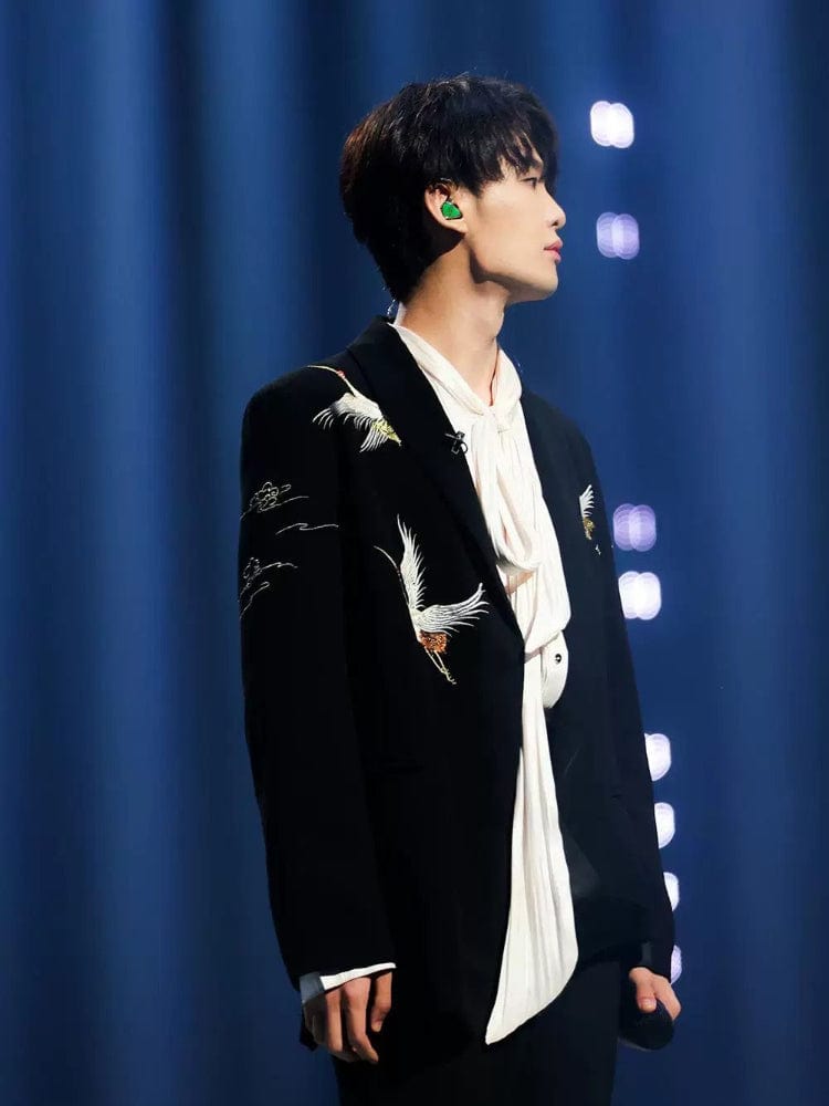 Beth and Brian Qipao-AL Crane embroidery, Men's Chinese tunic Suit Jacket, Chinese style tang suit Jacket