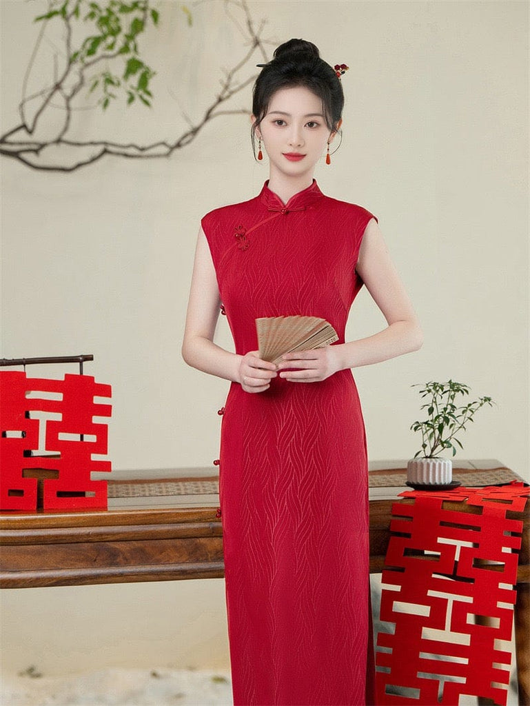 Beth and Brian Qipao-SYK New Chinese style (新中式), satin fabric, wedding midi Cheongsam
