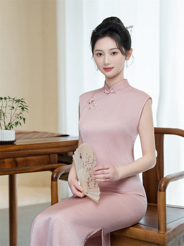 Beth and Brian Qipao-SYK New Chinese style (新中式), satin fabric, wedding midi Cheongsam