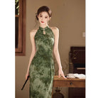 Beth and Brian Qipao-SYK Flocking fabric, floral midi Cheongsam