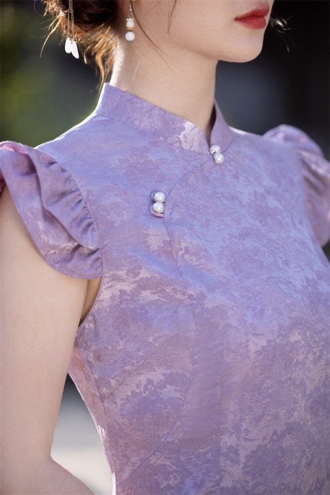 Beth and Brian Qipao-SYK Floral pattern, jacquard midi Cheongsam