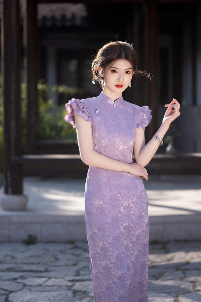 Beth and Brian Qipao-SYK Floral pattern, jacquard midi Cheongsam