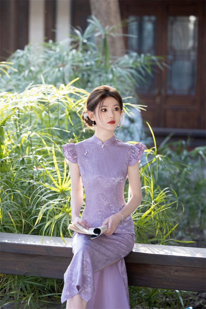 Beth and Brian Qipao-SYK Floral pattern, jacquard midi Cheongsam