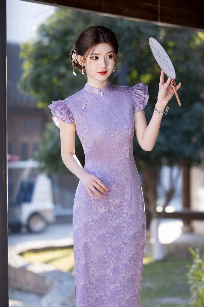 Beth and Brian Qipao-SYK Floral pattern, jacquard midi Cheongsam