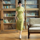 Beth and Brian Qipao-QMYS Floral pattern, acetate jacquard fabric, midi Cheongsam