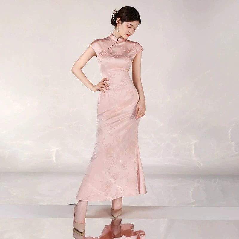Beth and Brian Qipao-ASM Floral pattern, wedding mermaid long Cheongsam