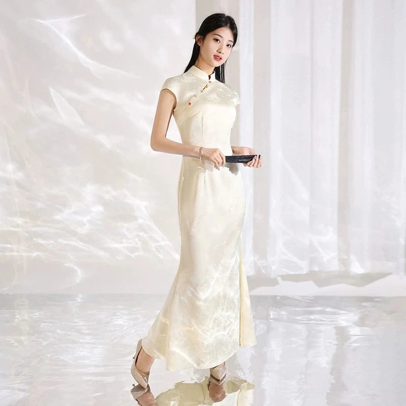 Beth and Brian Qipao-ASM Floral pattern, wedding mermaid long Cheongsam