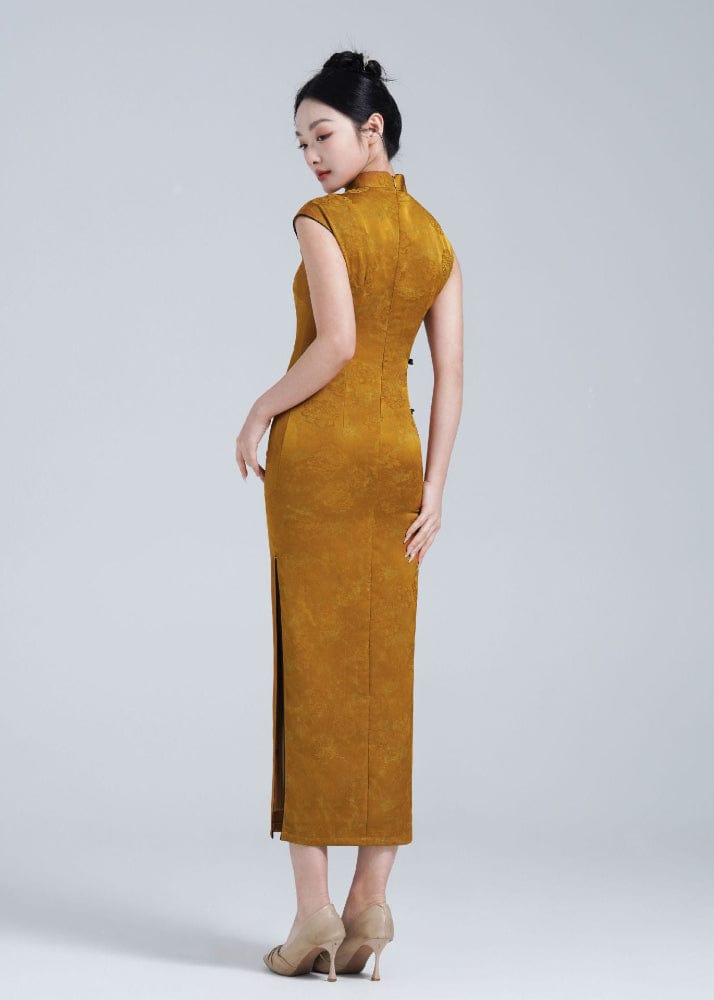 Beth and Brian Qipao-YM Floral pattern, jacquard long Cheongsam