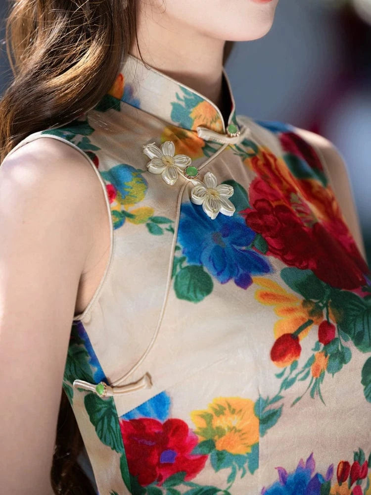 Beth and Brian Qipao-MYJ New Chinese style(新中式), sleeveless midi Cheongsam