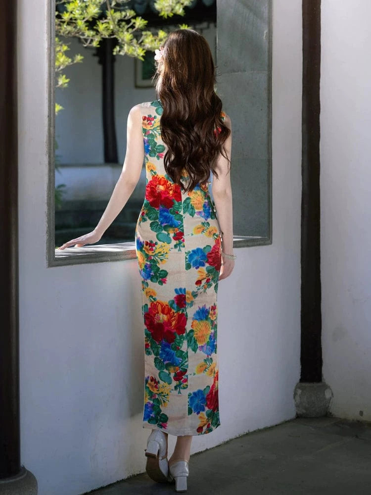 Beth and Brian Qipao-MYJ New Chinese style(新中式), sleeveless midi Cheongsam