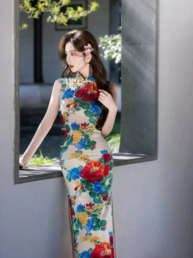 Beth and Brian Qipao-MYJ New Chinese style(新中式), sleeveless midi Cheongsam