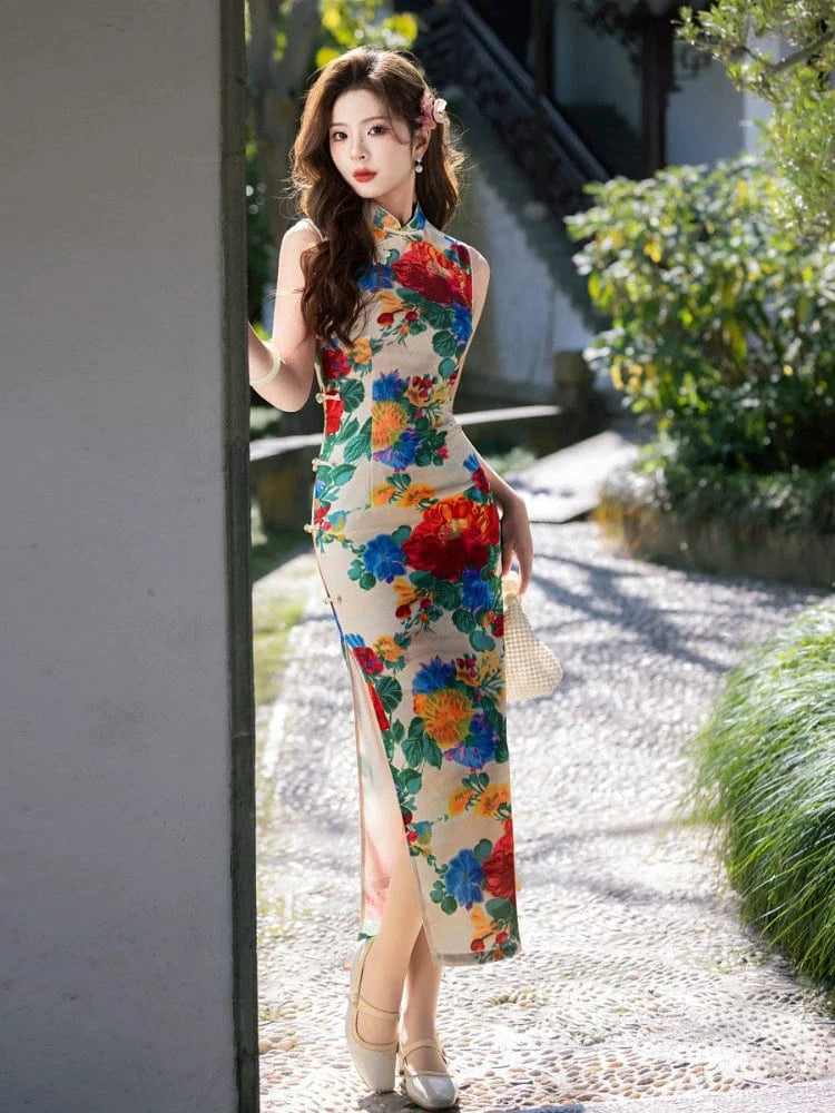 Beth and Brian Qipao-MYJ New Chinese style(新中式), sleeveless midi Cheongsam