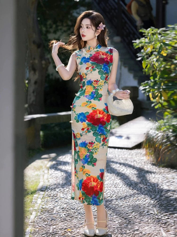 Beth and Brian Qipao-MYJ New Chinese style(新中式), sleeveless midi Cheongsam