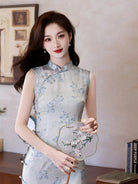 Beth and Brian Qipao-MYJ Sleeveless, floral pattern midi Cheongsam