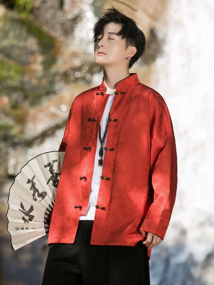 Beth and Brian Qipao-XLB Floral pattern, Men's Chinese tunic Suit Jacket, Chinese tang suit Jacket