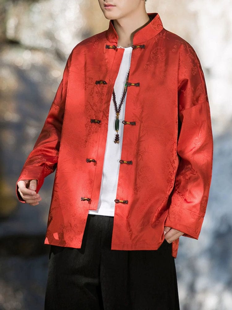 Beth and Brian Qipao-XLB Floral pattern, Men's Chinese tunic Suit Jacket, Chinese tang suit Jacket