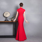 Beth and Brian Qipao-CJH Peacock embroidery, red wedding mermaid Cheongsam