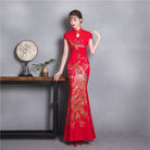Beth and Brian Qipao-CJH Peacock embroidery, red wedding mermaid Cheongsam