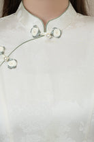 Beth and Brian Qipao-GSJ Floral pattern, purple&white midi Cheongsam