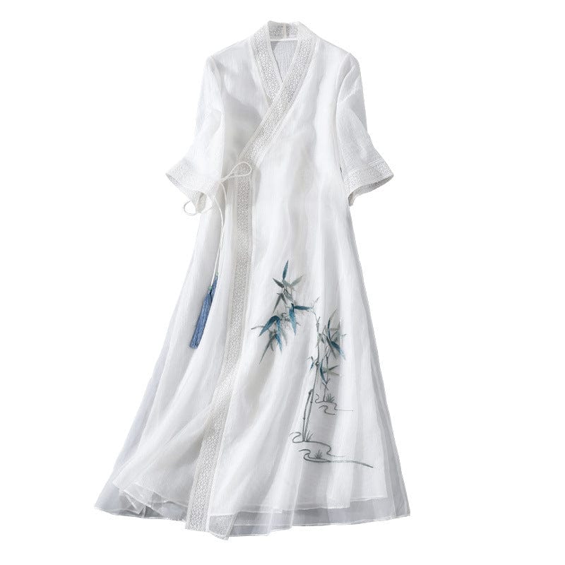 Beth and Brian Qipao-SFN Loose Fitting, Tencel jacquard, long Cheongsam