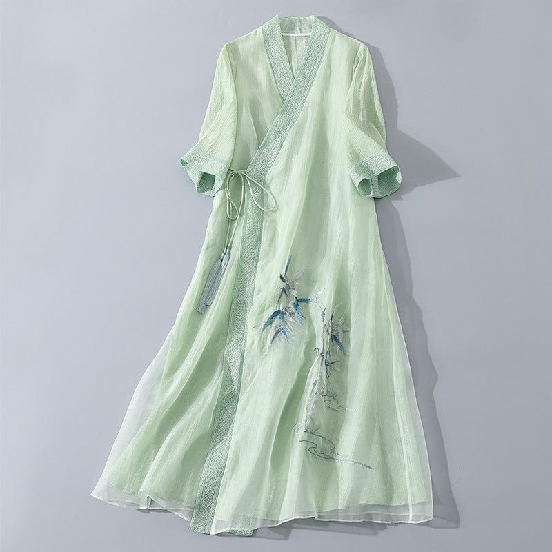 Beth and Brian Qipao-SFN Loose Fitting, Tencel jacquard, long Cheongsam