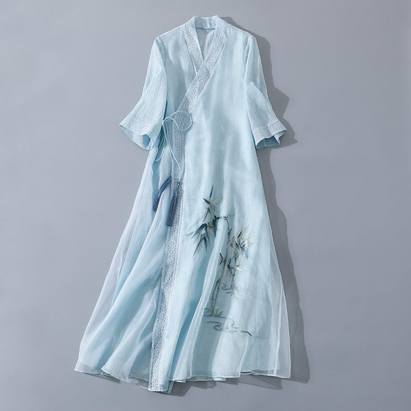 Beth and Brian Qipao-SFN Loose Fitting, Tencel jacquard, long Cheongsam