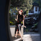 Beth and Brian Qipao-FRY Sleeveless, New Chinese style(新中式), black long Cheongsam