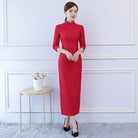 Beth and Brian Qipao-FRY Spring and Fall collection, lace fabric long Qipao