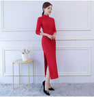 Beth and Brian Qipao-FRY Spring and Fall collection, lace fabric long Qipao