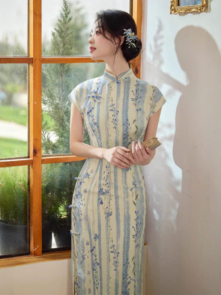 Beth and Brian Qipao - JN Summer collection, ramie midi Cheongsam